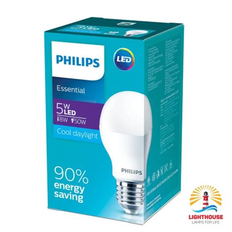 Philips Essential LED Light Bulb 5W – Cool Daylight .
